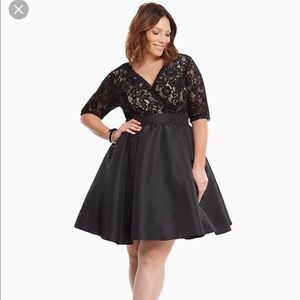 Torrid Black Lace and Chiffon Formal Dress